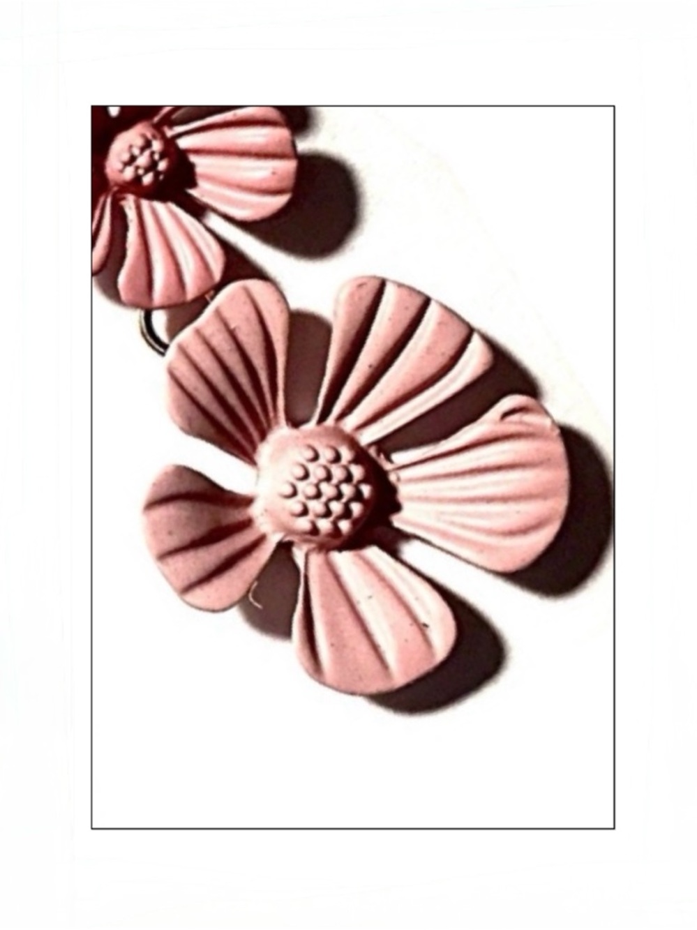 NWT Daisy Drop Statement Earrings in Warm Pink - Picture 4 of 5